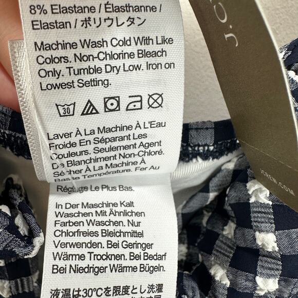 J.Crew Ruffle V Neck One Piece Gingham Swimsuit Padded Navy Retro US 24 NWT - Picture 8 of 13